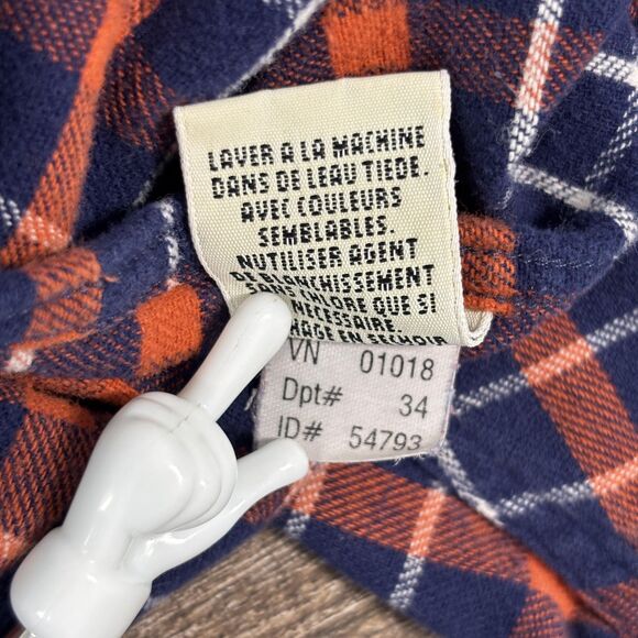 Eddie Bauer Shirt Men's Small Blue Orange Plaid Flannel Button Down Classic Fit - Picture 9 of 9